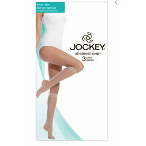 Jockey Sheerest Ever 15 D Knee High Sandal foot 3-Pair honey beige